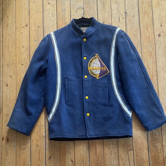 Other - Vintage Blue Wool Jacket with Yellow Accents